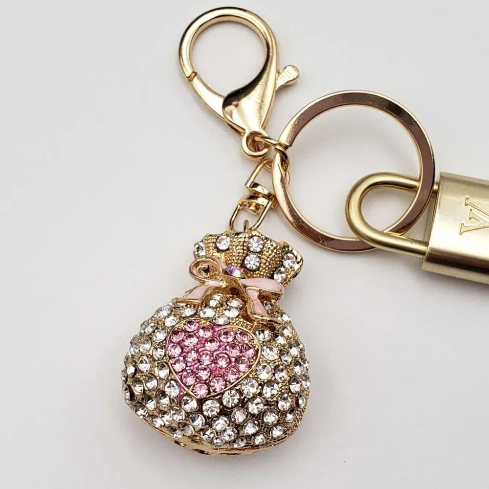 Authentic LV Gold Padlock & Key 🔑 Designer Bag Charm w/ Unbranded Keychain